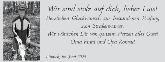 Glückwunschanzeige von Luis  von Zeitung am Sonntag