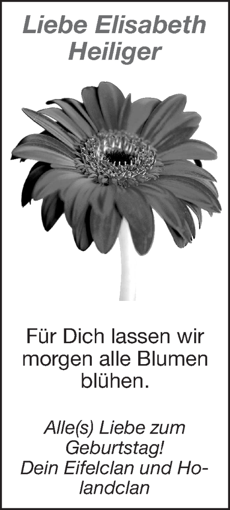 Glückwunschanzeige von Elisabeth  von Zeitung am Sonntag