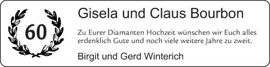 Glückwunschanzeige von Gisela und Claus Bourbon von Zeitung am Sonntag