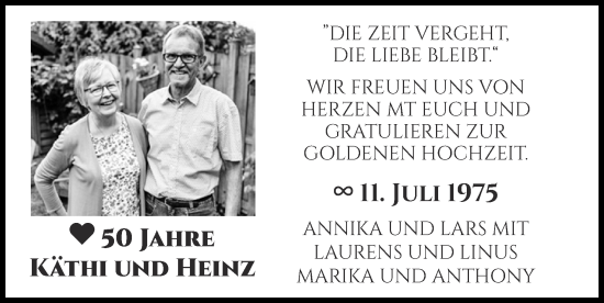 Glückwunschanzeige von Käthi und Heinz  von Zeitung am Sonntag