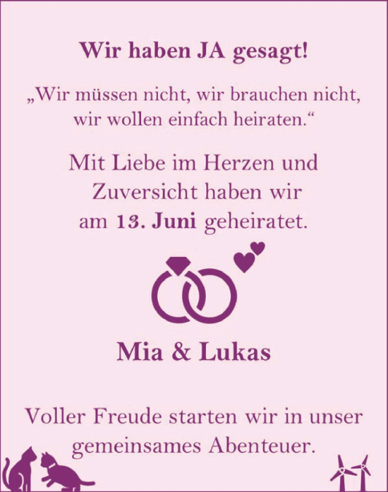 Glückwunschanzeige von Mia & Lukas  von Zeitung am Sonntag