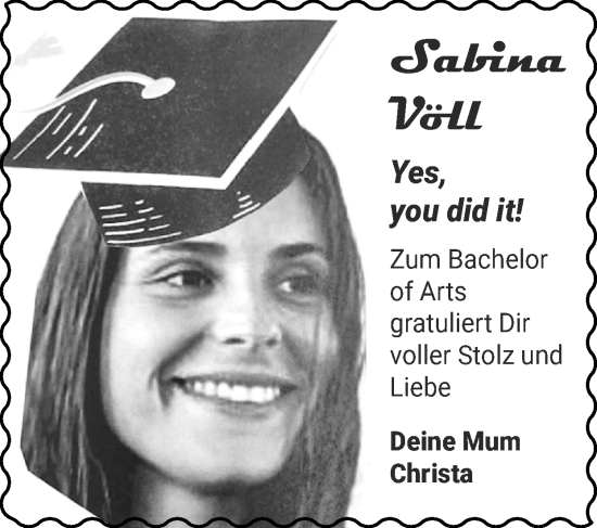 Glückwunschanzeige von Sabina Völl von Zeitung am Sonntag