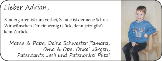 Glückwunschanzeige von Adrian  von Zeitung am Sonntag