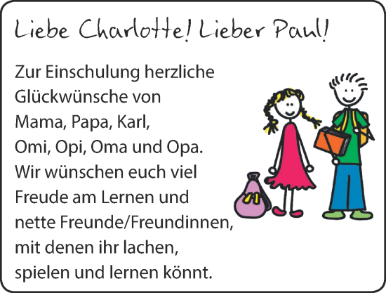Glückwunschanzeige von Charlotte & Paul  von Zeitung am Sonntag