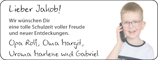 Glückwunschanzeige von Jakob  von Zeitung am Sonntag