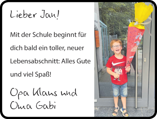 Glückwunschanzeige von Jan  von Zeitung am Sonntag