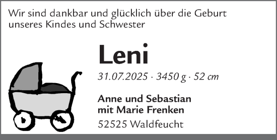 Glückwunschanzeige von Leni  von Zeitung am Sonntag