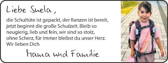 Glückwunschanzeige von Suela  von Zeitung am Sonntag