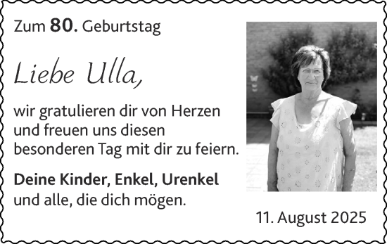 Glückwunschanzeige von Ulla  von Zeitung am Sonntag