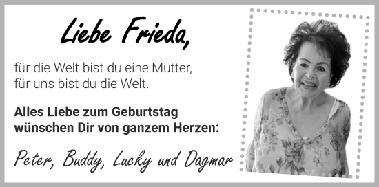 Glückwunschanzeige von Frieda  von Aachener Zeitung