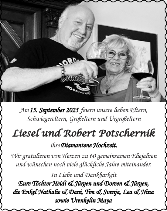 Glückwunschanzeige von Liesel und Robert Potschernik von Zeitung am Sonntag