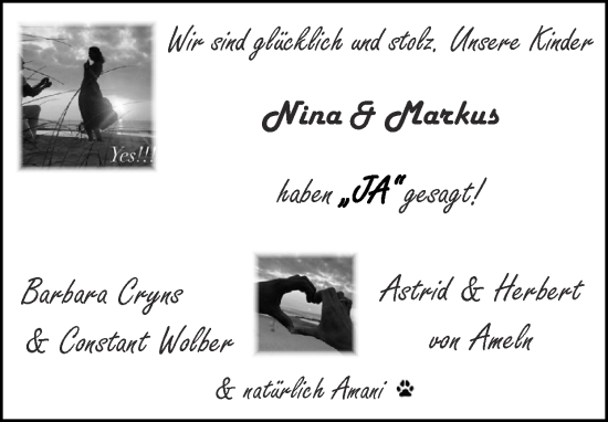 Glückwunschanzeige von Nina & Markus  von Zeitung am Sonntag