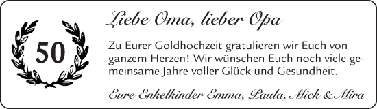Glückwunschanzeige von Oma & Opa  von Zeitung am Sonntag