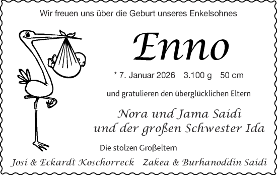 Glückwunschanzeige von Enno  von Zeitung am Sonntag