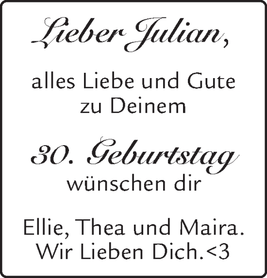 Glückwunschanzeige von Julian  von Zeitung am Sonntag