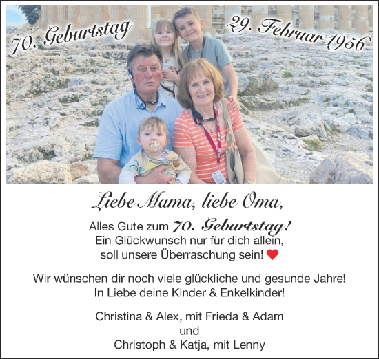 Glückwunschanzeige von Liebe Mama, liebe Oma  von Zeitung am Sonntag