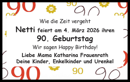 Glückwunschanzeige von Netti  von Zeitung am Sonntag