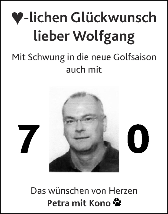Glückwunschanzeige von Wolfgang  von Aachener Zeitung